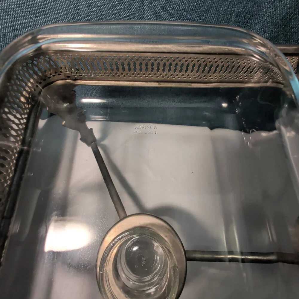Silver Plated Double Chafer 8 Qt Buffet Server 2 Marinex Glass Pans Lion Feet